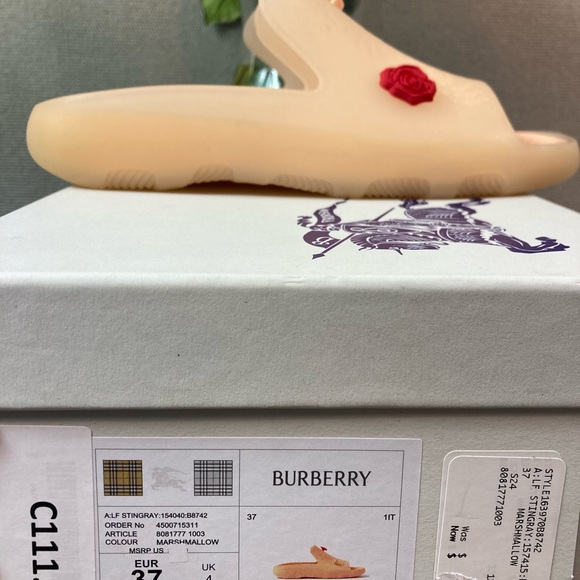 NWT Burberry Rubber Marshmallow Stingray Women’s Slides EU Size 37 - US 6.5 - Picture 7 of 9